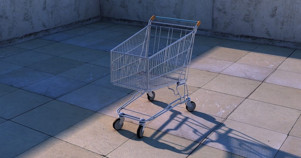 leerer einkaufswagen - supermarkt