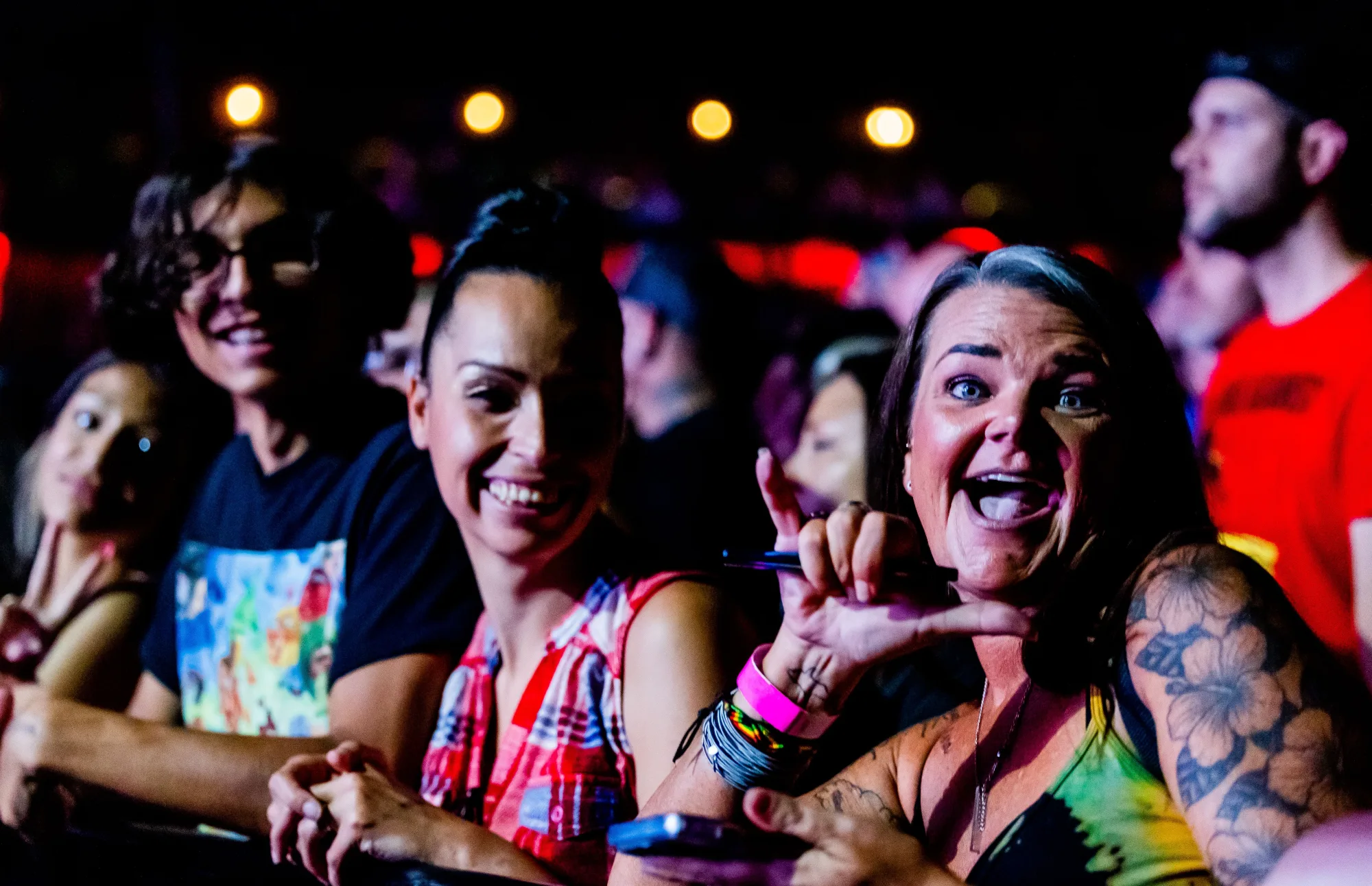 Besucherinnen und Besucher genießen gemeinsam ein Livekonzert