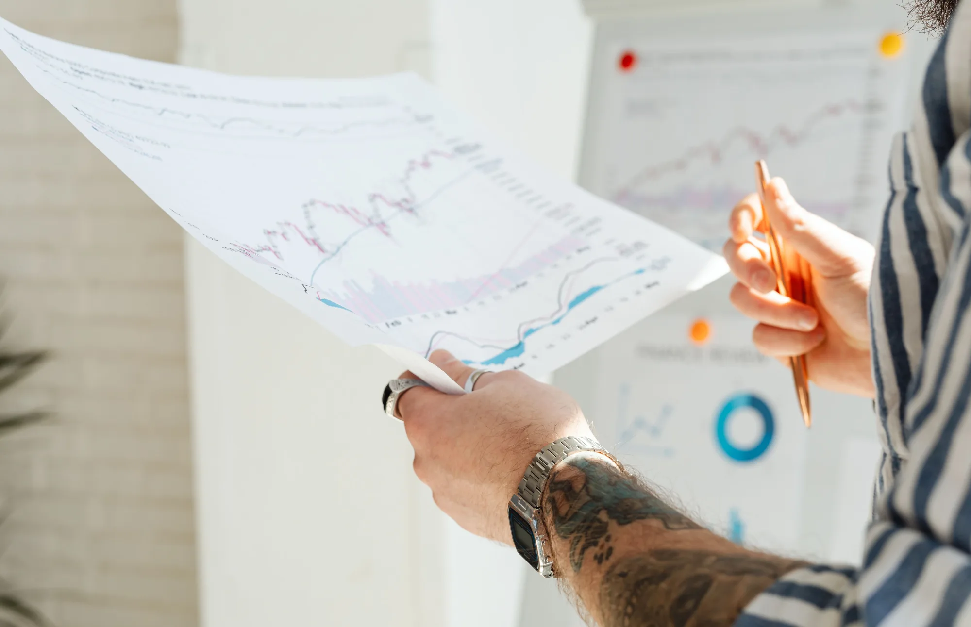 Analyst prüft Marktcharts für eine defensive Optionsstrategie.